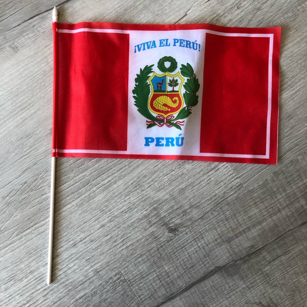 Perú Handheld Party Flag - Red and White